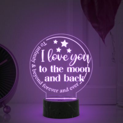 I Love You to The Moon and Back Engraved Night Lamp with Automatic Color Changing Light Bedroom Kids Room Decoration
